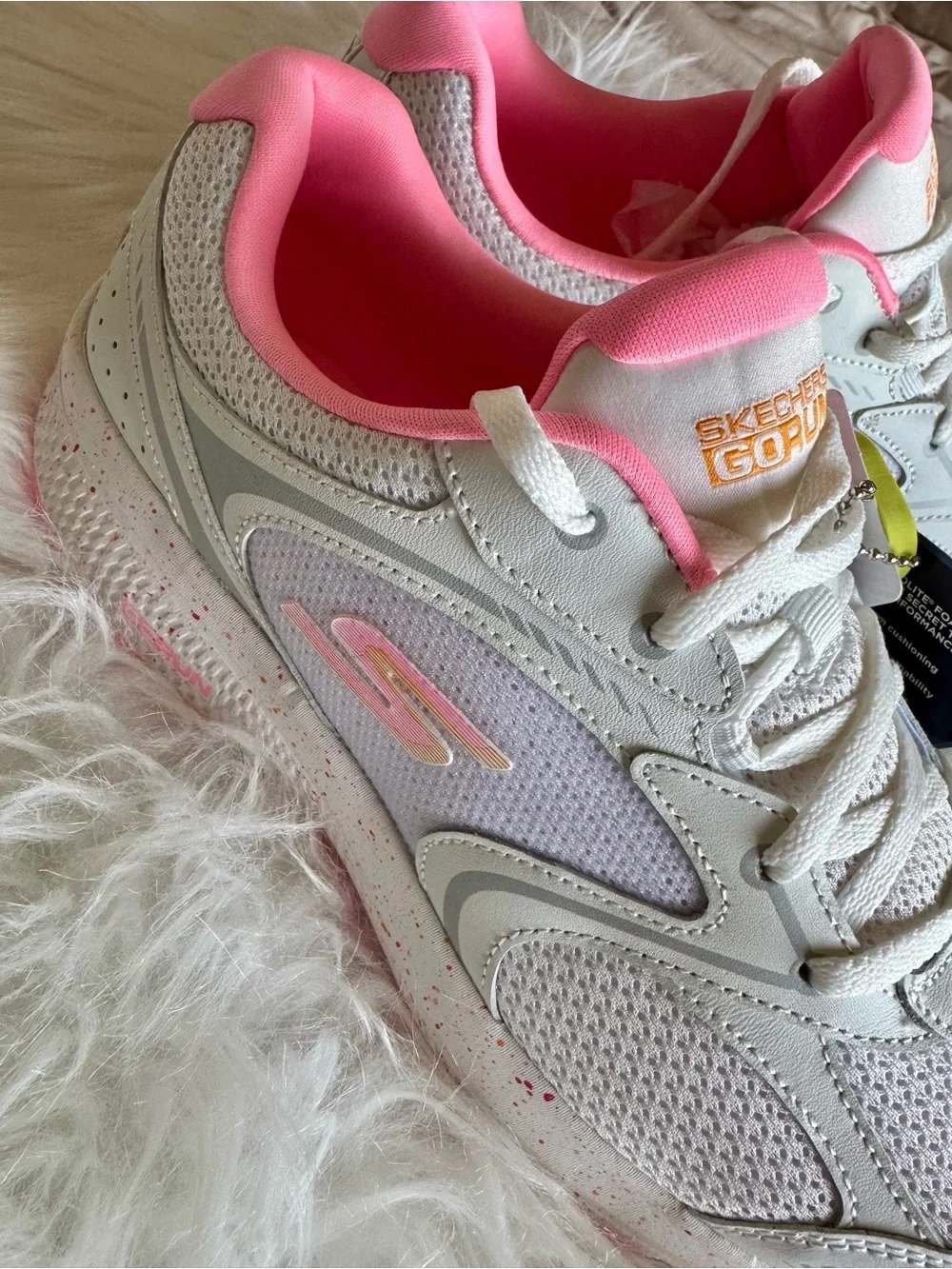 Skechers White Athletic Sneakers with Pink Trim - Picture 4 of 4